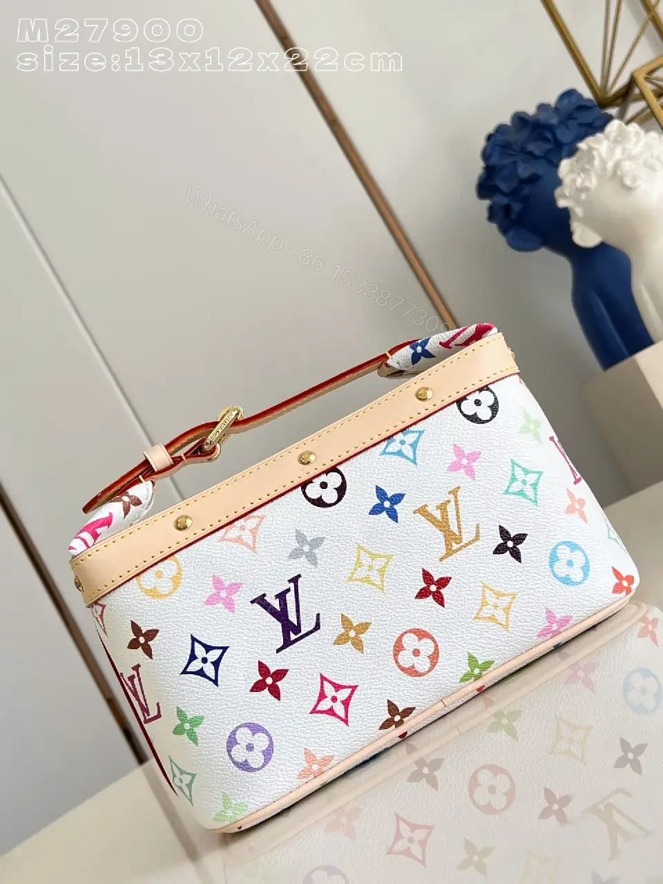 View 4 of Colorful Structured Crossbody Bag with Multicolor Logo Texture