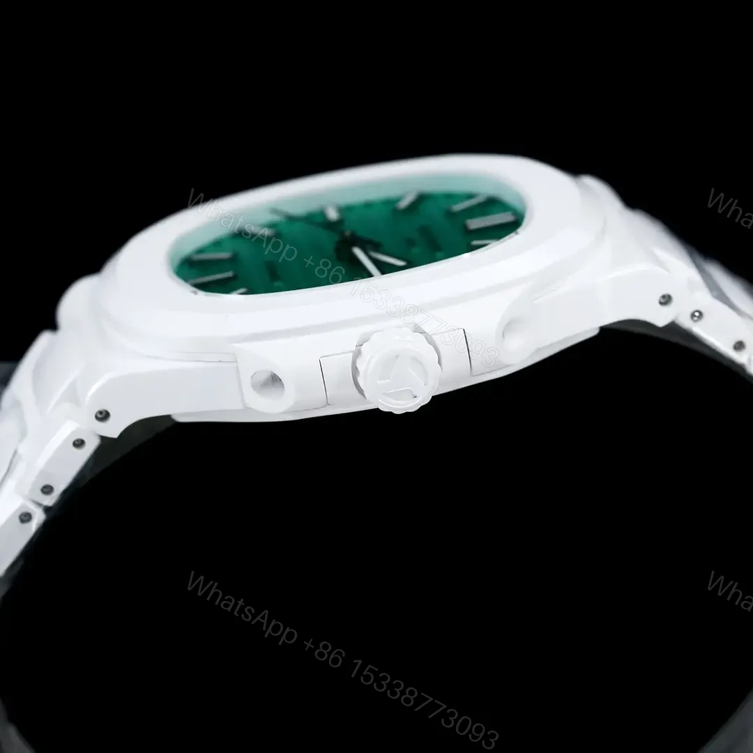 View 6 of Patek Philippe Tiffany Nautilus Watch White Ceramic Bracelet Ultimate 40MM PP-NAU-TIFF-WCER40-V2