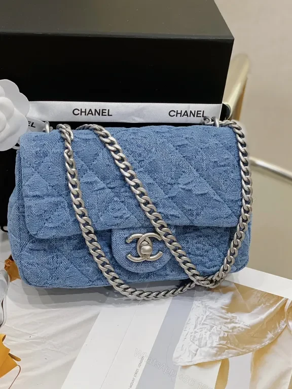 Denim Flap Bag with Signature Chain â€“ Chic, Modern Luxury — view 1