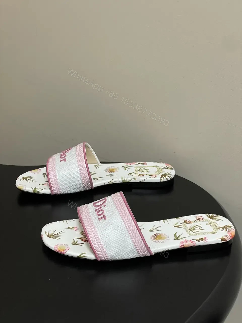 View 2 of Floral-Print Slides with Luxe Strap Comfort Footbed