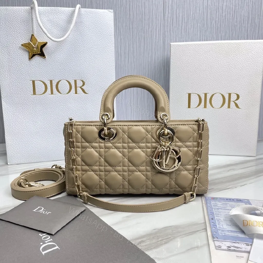 Nude Calfskin Quilted Mini Handbag—Top Handle, Dior Hardware — view 1