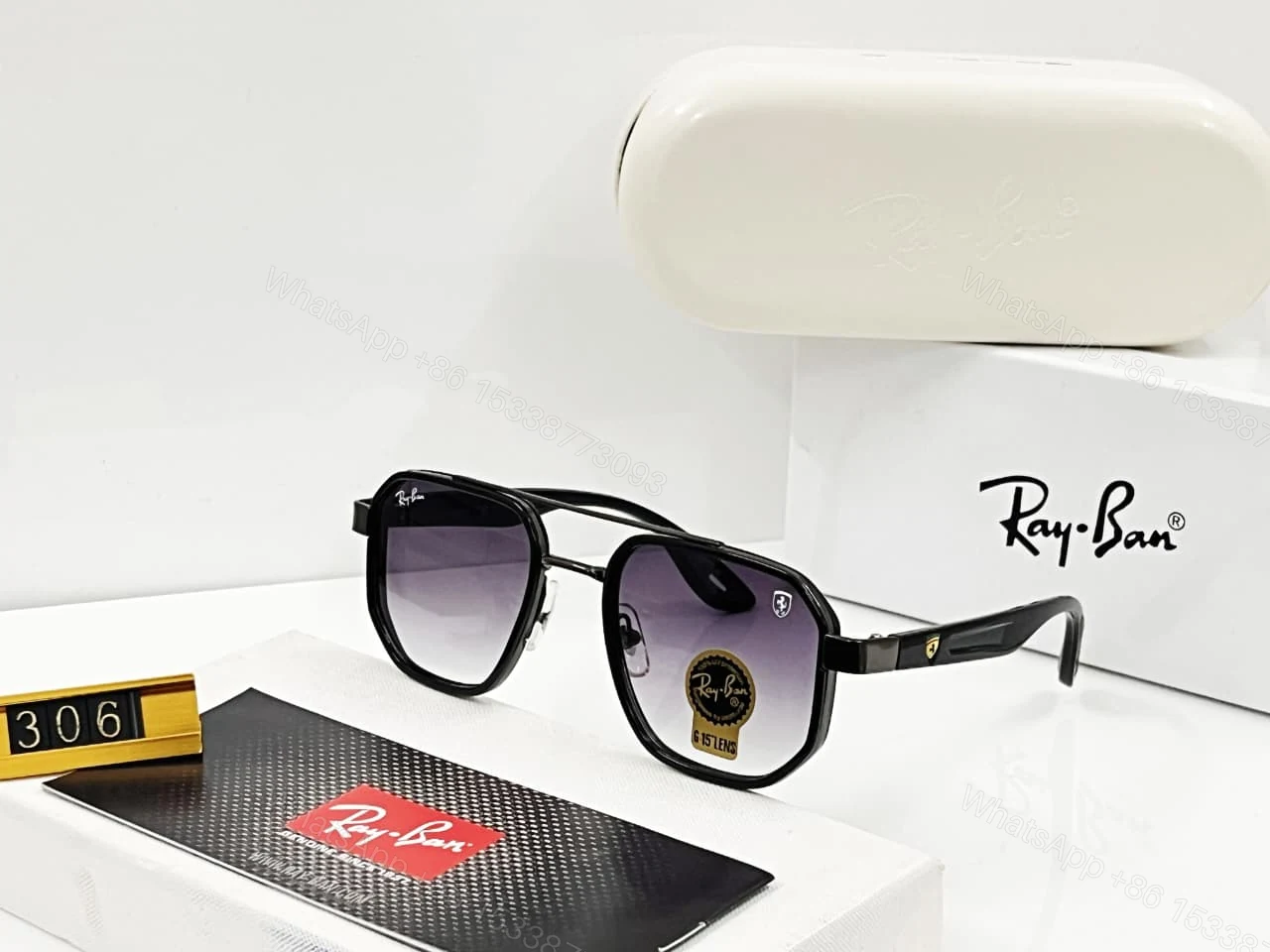 View 5 of Ray-Ban Flat-Top Sunglasses Black-Grey