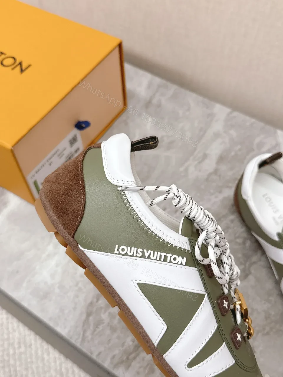 View 3 of Lux Olive Leather & Suede Sneaker: City Luxe Comfort