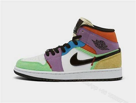 Air Jordan 1 Mid SE Black White Multi-Color (W) DB5454-001 — view 2