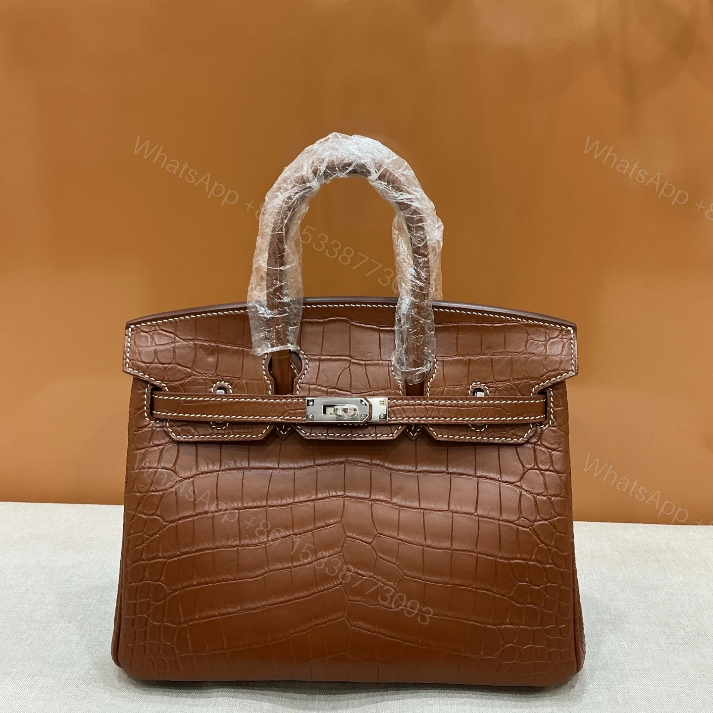 Hermes 高仿 Birkin 鱷魚紋手提包 深棕色新款 — view 1