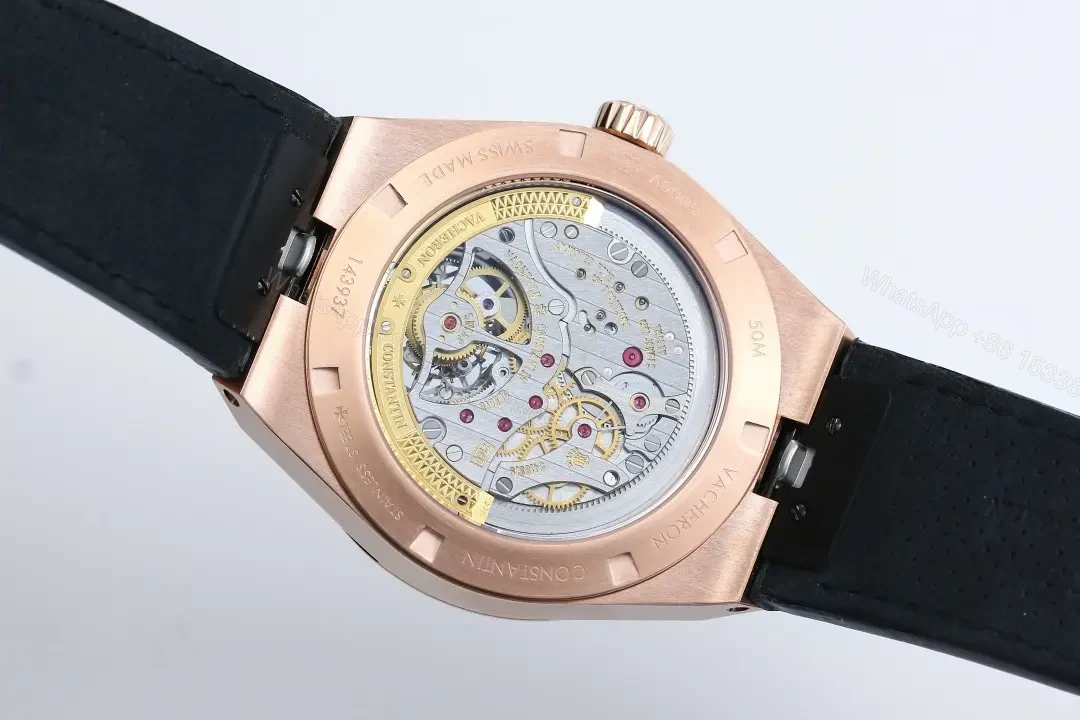 View 7 of 8F Factory Vacheron Constantin Overseas Tourbillon – Rose Gold Case, Blue Dial, Black Leather Strap, Automatic Watch