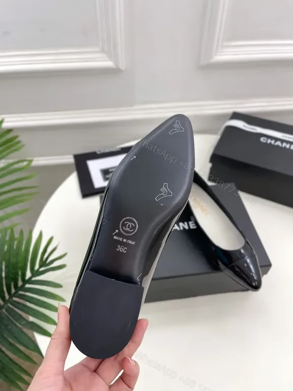 View 3 of Chanel-Style Patent Pointed-Toe Flats â€“ All-Day Comfort