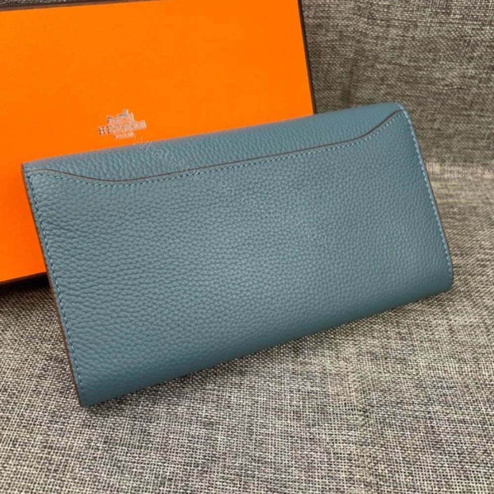 View 8 of Hermes Constance Togo Long Wallet Silver Toned Hardware Blue 20Cm