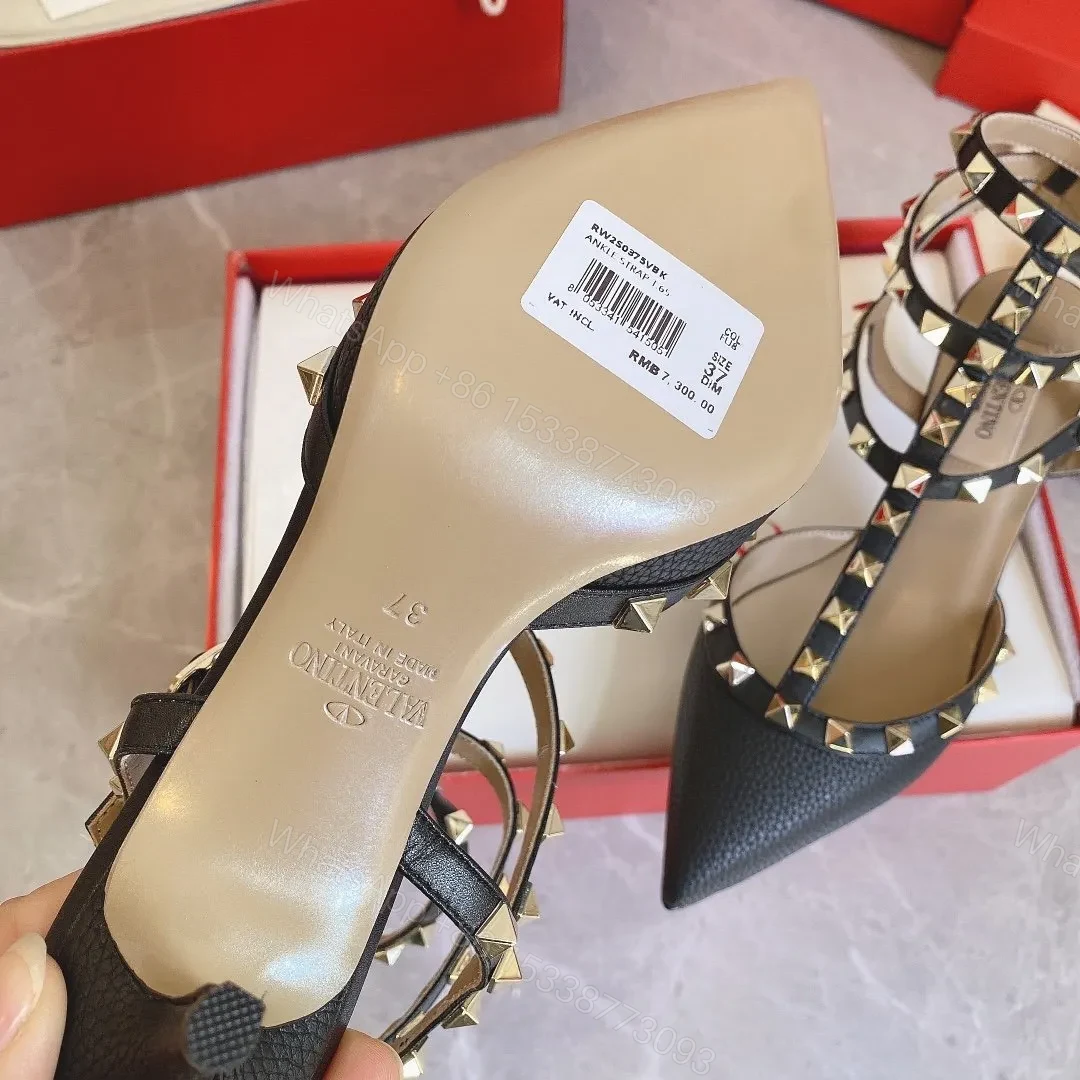 View 4 of Valentino Women Black Leather Studded Pumps