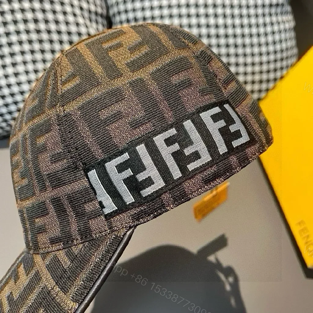 View 2 of Geometric Fendi-Style Cap: Patterned Logo Mesh Cap