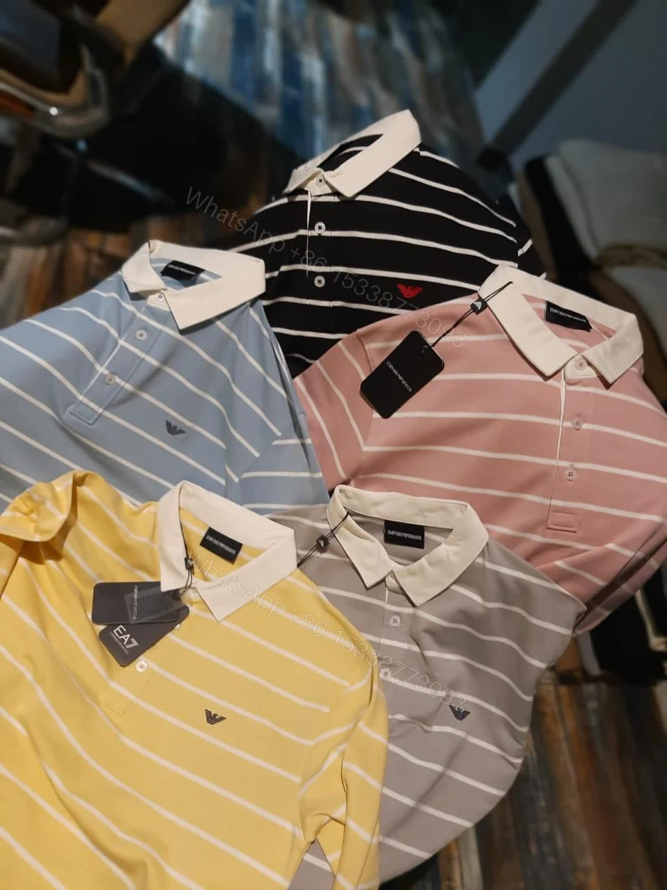 View 4 of First Copy Armani Superior Full Sleeves Cotton Lycra Rugby Polos