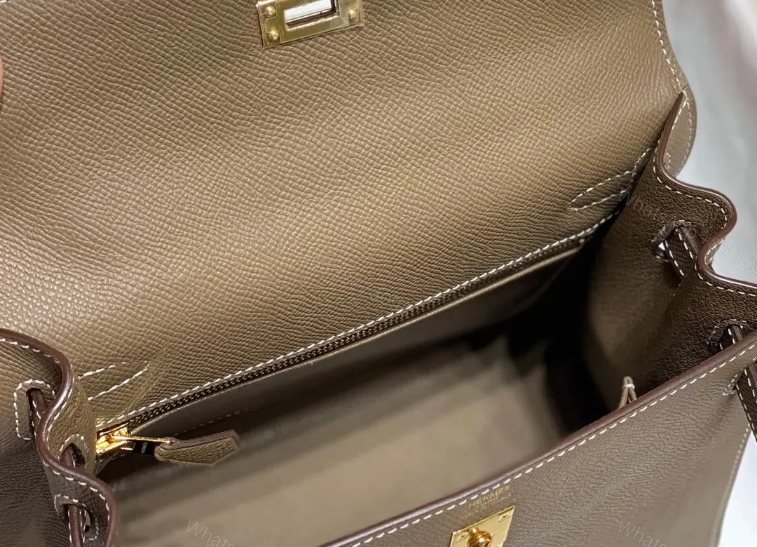 View 6 of HN 25 bag in Etoupe Epsom leather with gold hardware