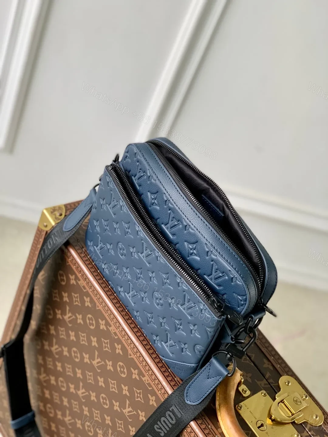 View 3 of LV TRIO MESSENGER 25 IN BLUE MONOGRAM SHADOW CALFSKIN