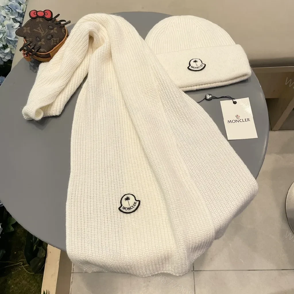 View 5 of White Knit Set: Plush Luxury Hat & Scarf for All-Season Style