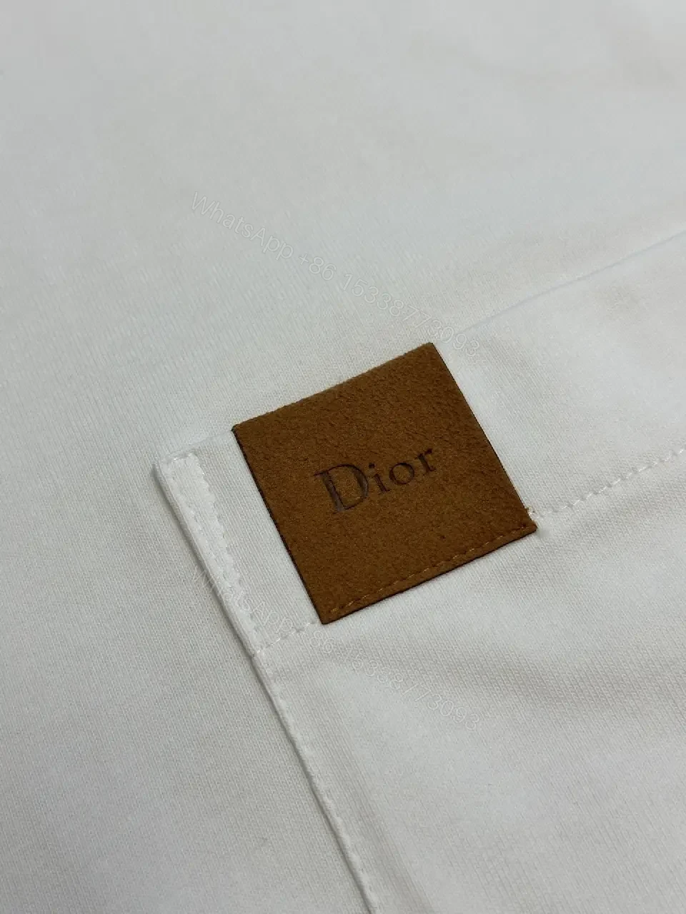 View 8 of Off-White Cotton Tee with Front Pocket, Relaxed Fit