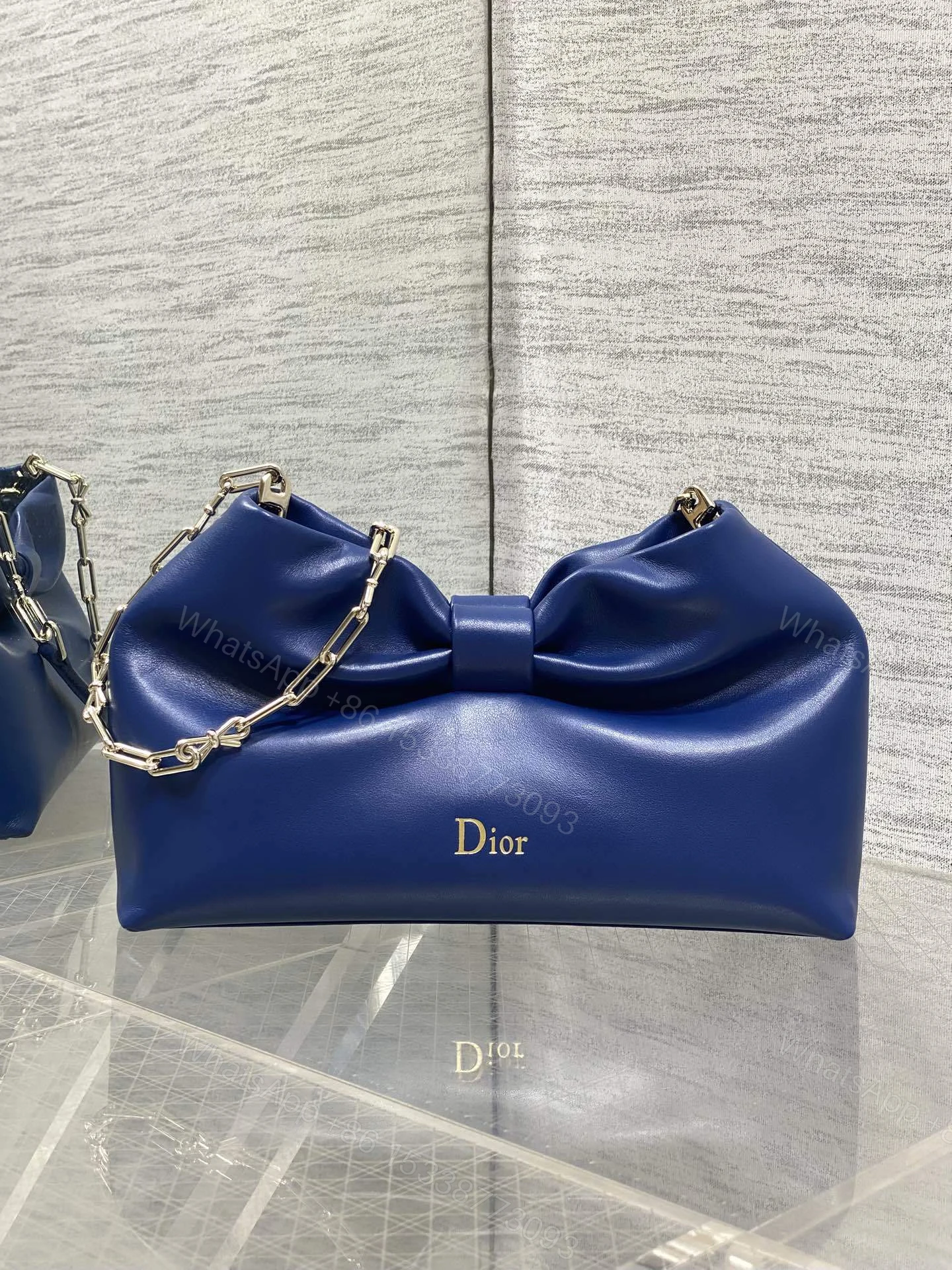 View 2 of Dior Bow Bag Navy Lambskin