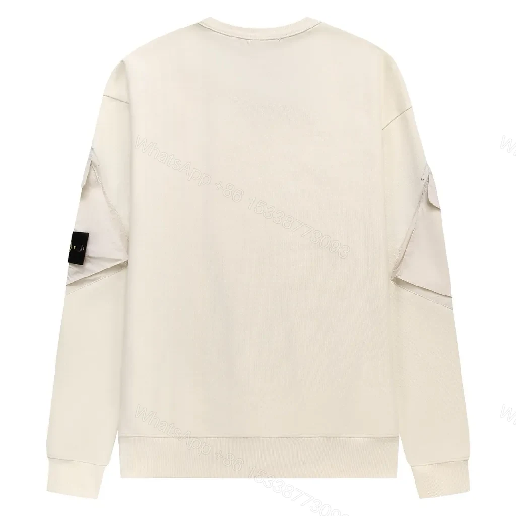 View 6 of Minimalist Off-White Cotton-Jersey Crewneck with Arm Panels