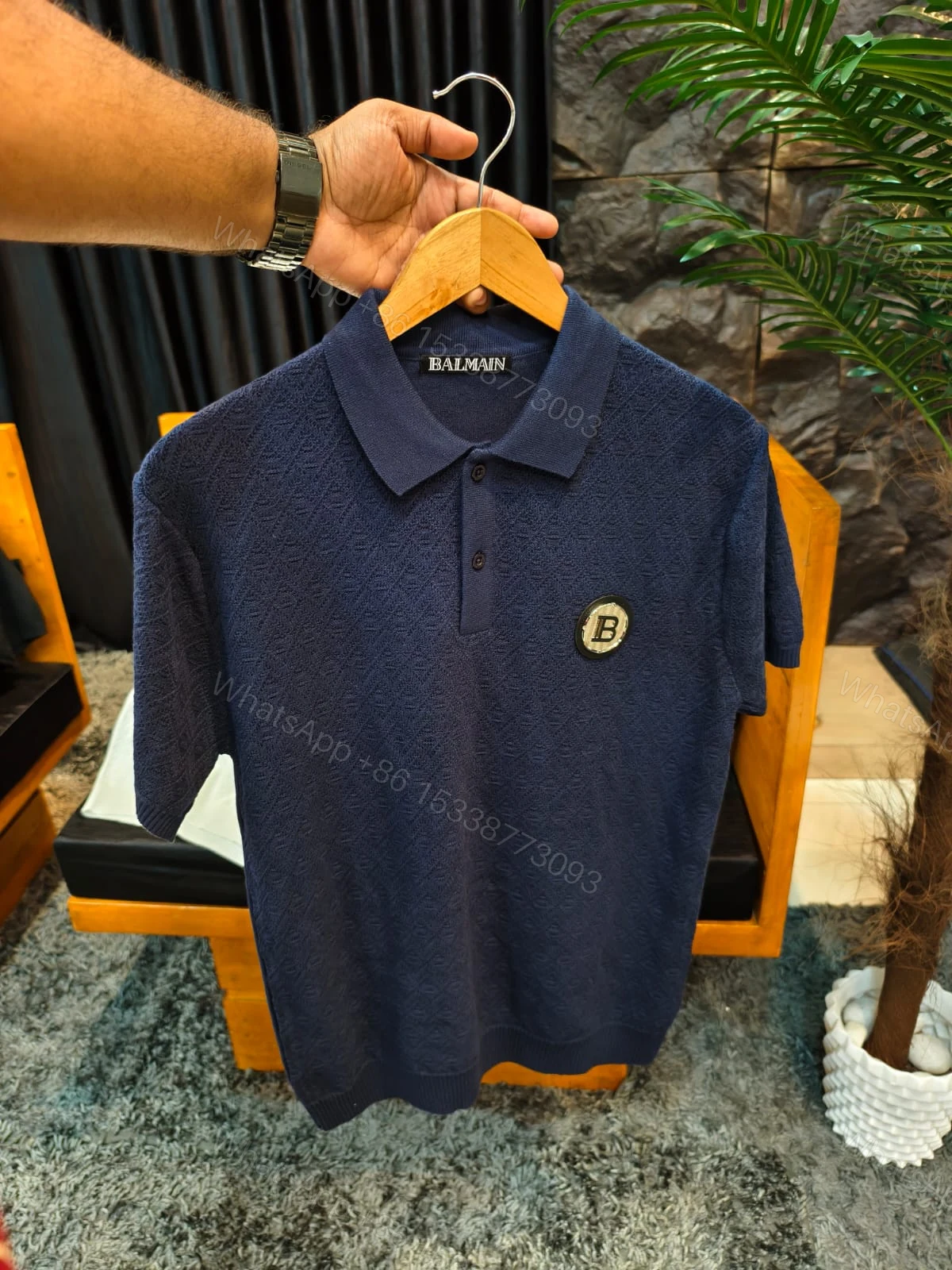 View 11 of FIRST COPY BALMAIN IMPORTED SUMMER BREATHABLE FABRICS COLLAR POLO T-SHIRT