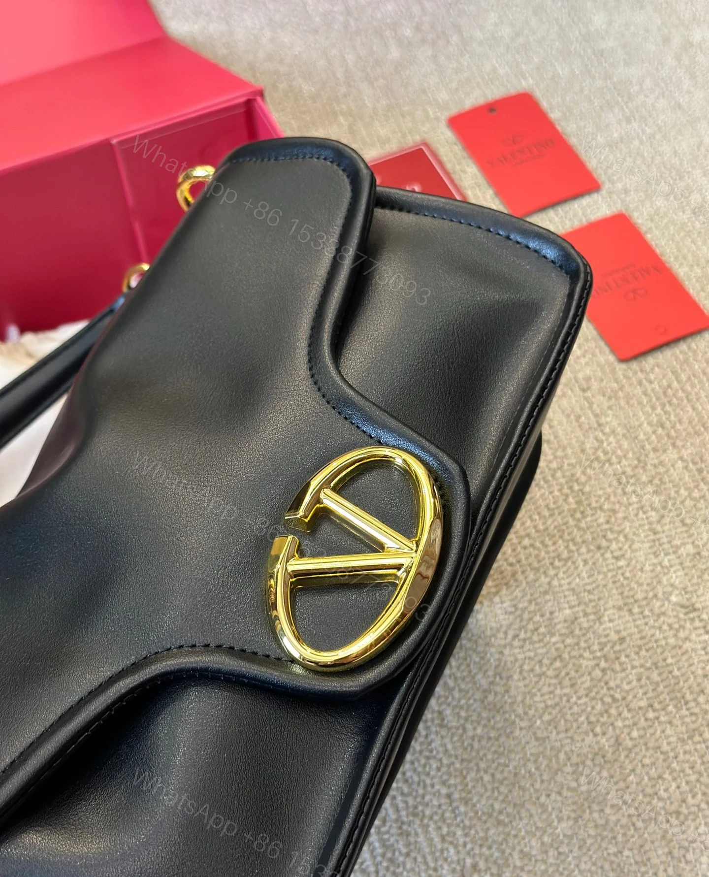 View 9 of VALENTINO GARAVANI VLOGO 1960 NAPPA LEATHER SHOULDER BAG BLACK 28CM 4W0B0N48ZFJ 0NO