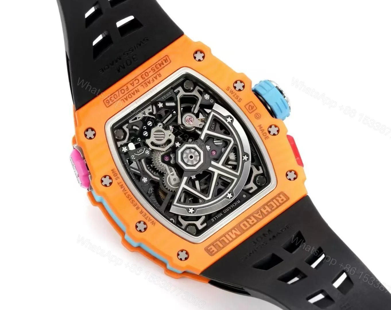 View 5 of Richard Mille RM35-03 Automatic Skeleton Watch Quartz Carbon NTPT Carbon TPT Fiber Case Integrated Movement Premium Edition RM35-03-AUTO-QCF-SK