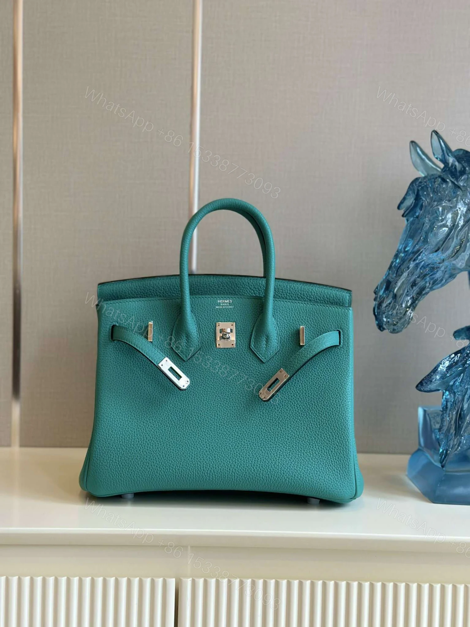 View 8 of Hermes Birkin PHW Da Togo Ocean Blue Handbags 25cm