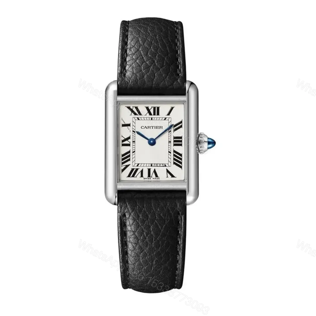 Cartier Tank Replica Watch Black Leather Strap — view 1