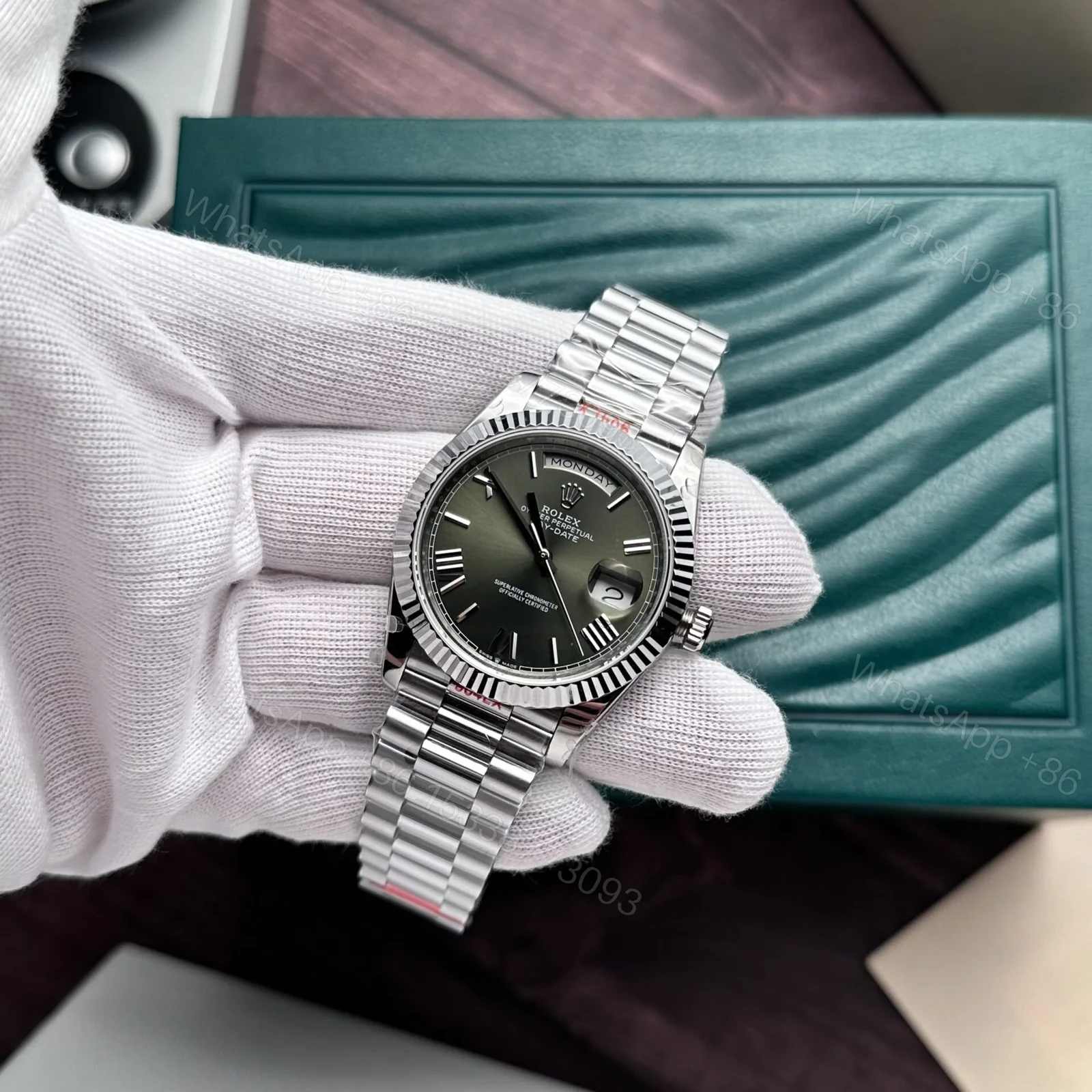 View 3 of Superclone Rolex Day-Date Olive Green Dial 228239-0033 40 mm