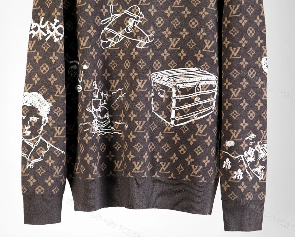 View 5 of Lux Charcoal Knit: Monogram + Hand-Drawn Graphics Knitwear