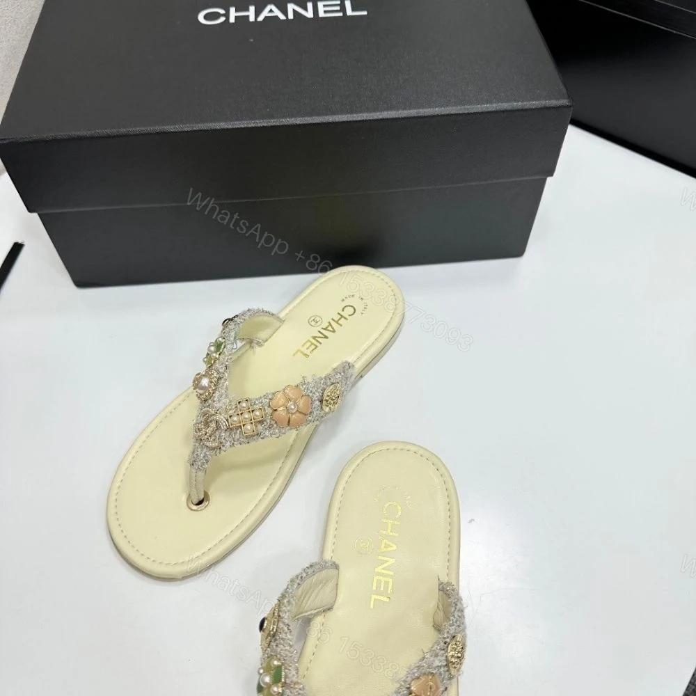 View 10 of Chanel Thong Jewel Embellished Cream