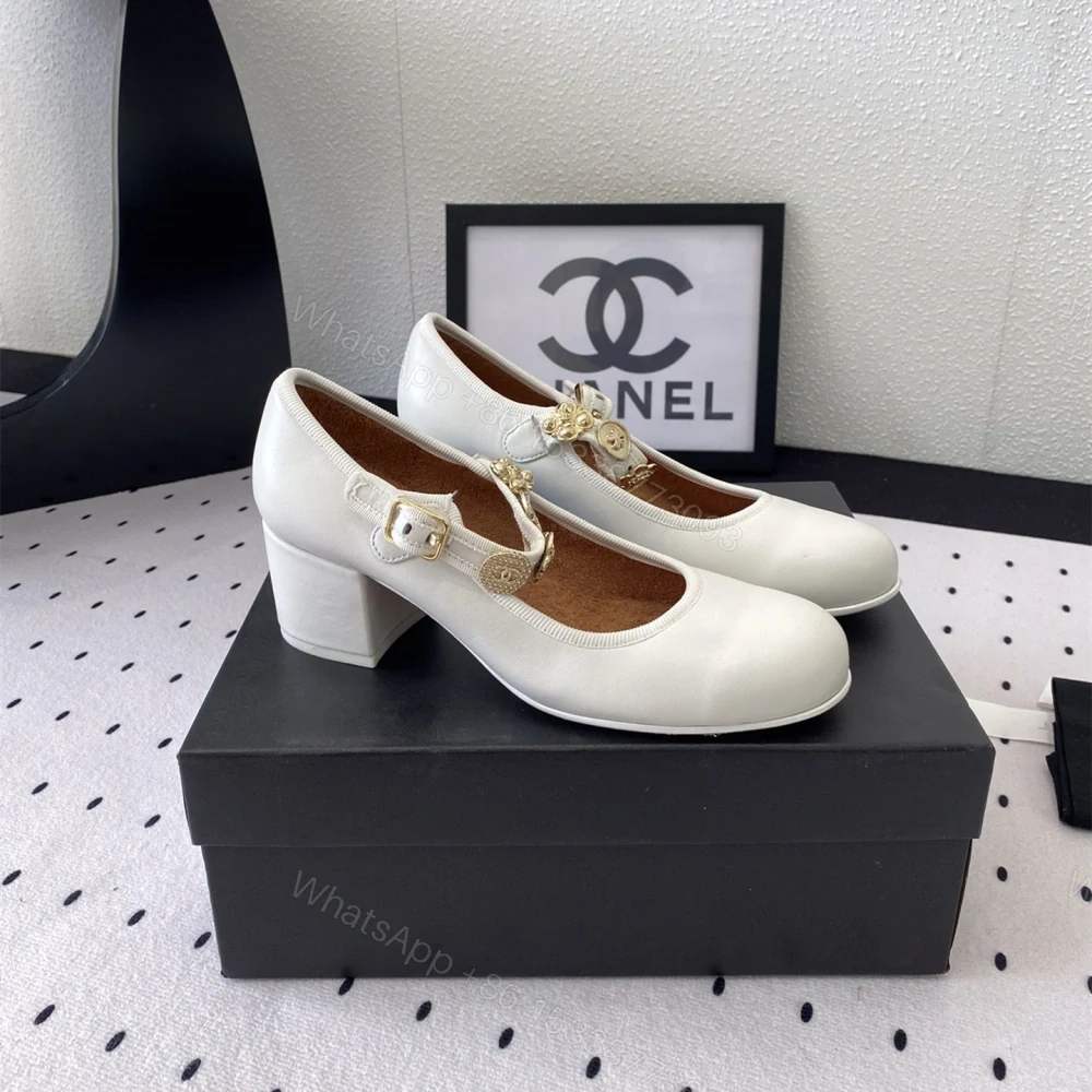 高仿Chanel*G45778N圓頭塔扣芭蕾舞鞋4.5CM白色免檢版 — view 1