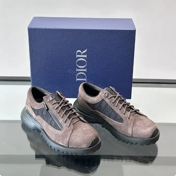 View 2 of DIOR COMBAT DERBY SHOES DEEP BROWN SUEDE AND BLACK OBLIQUE JACQUARD – CD198