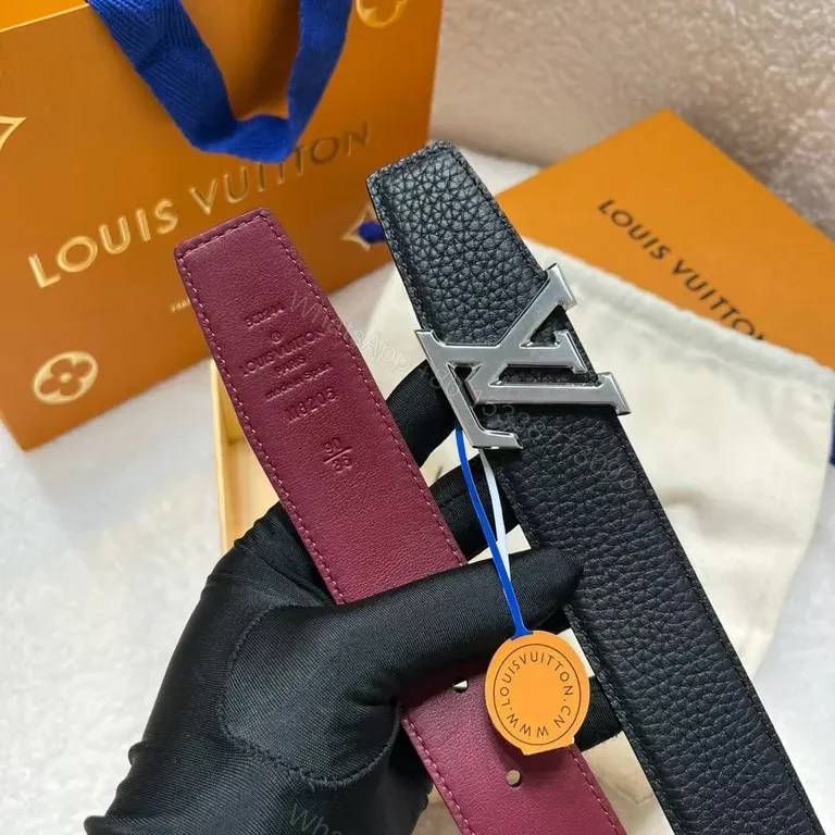 View 5 of Lux LV Leather Belt â€“ Pebbled Black, Gold Buckle, All-Day Comfort