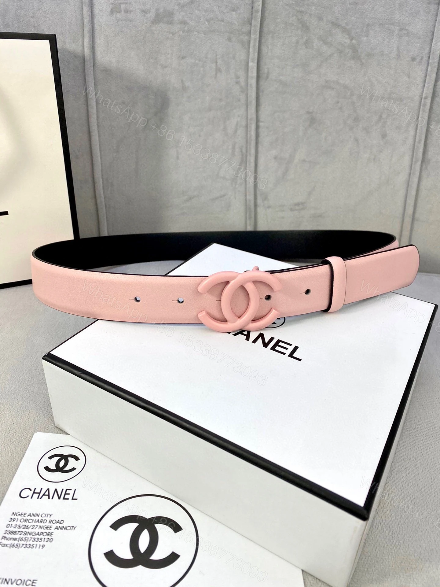 Chanel 一比一 淺粉雙C扣皮帶 小香風女士腰帶 — view 1