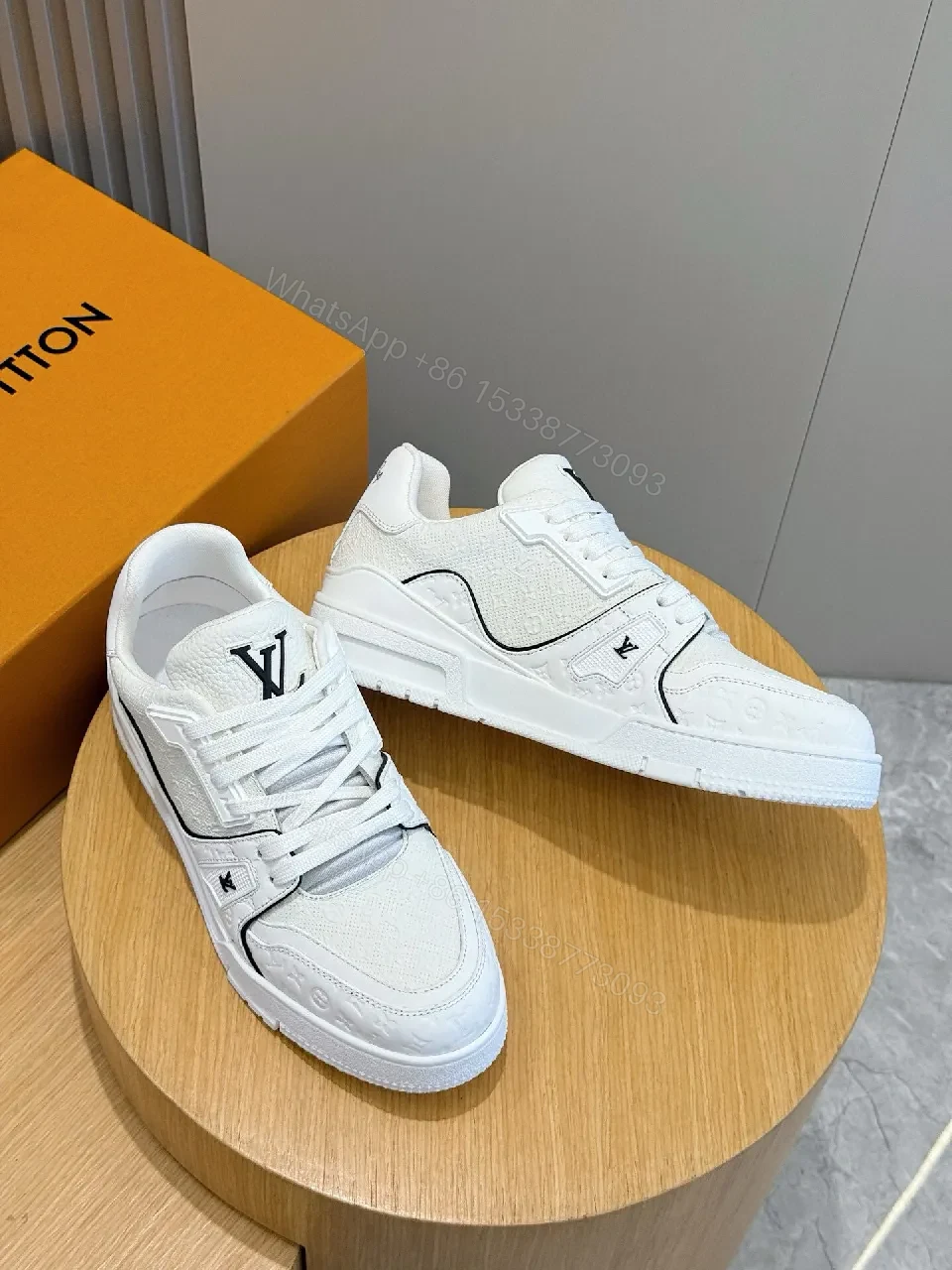 View 4 of White Leather Luxury Sneakers: Subtle Designer Edges, Comfort