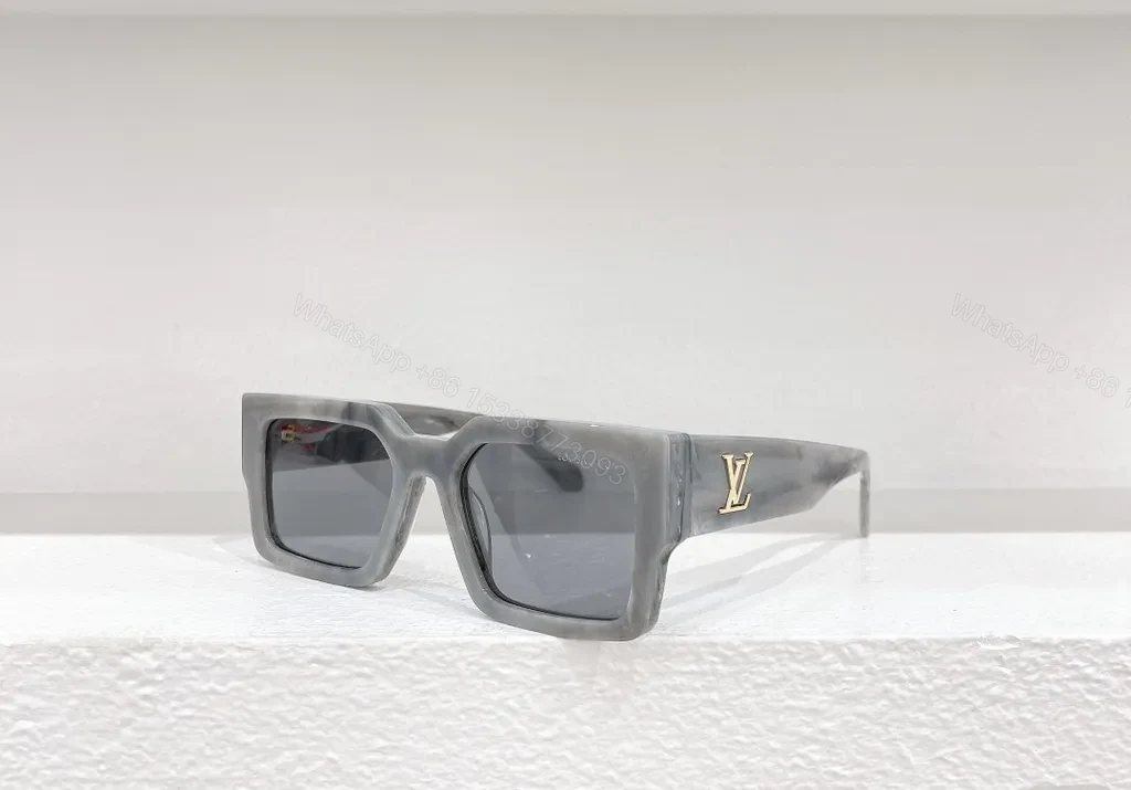 View 4 of Clear-Frame LV Sunglasses: UV400, Crystal Acetate, Grey Lenses