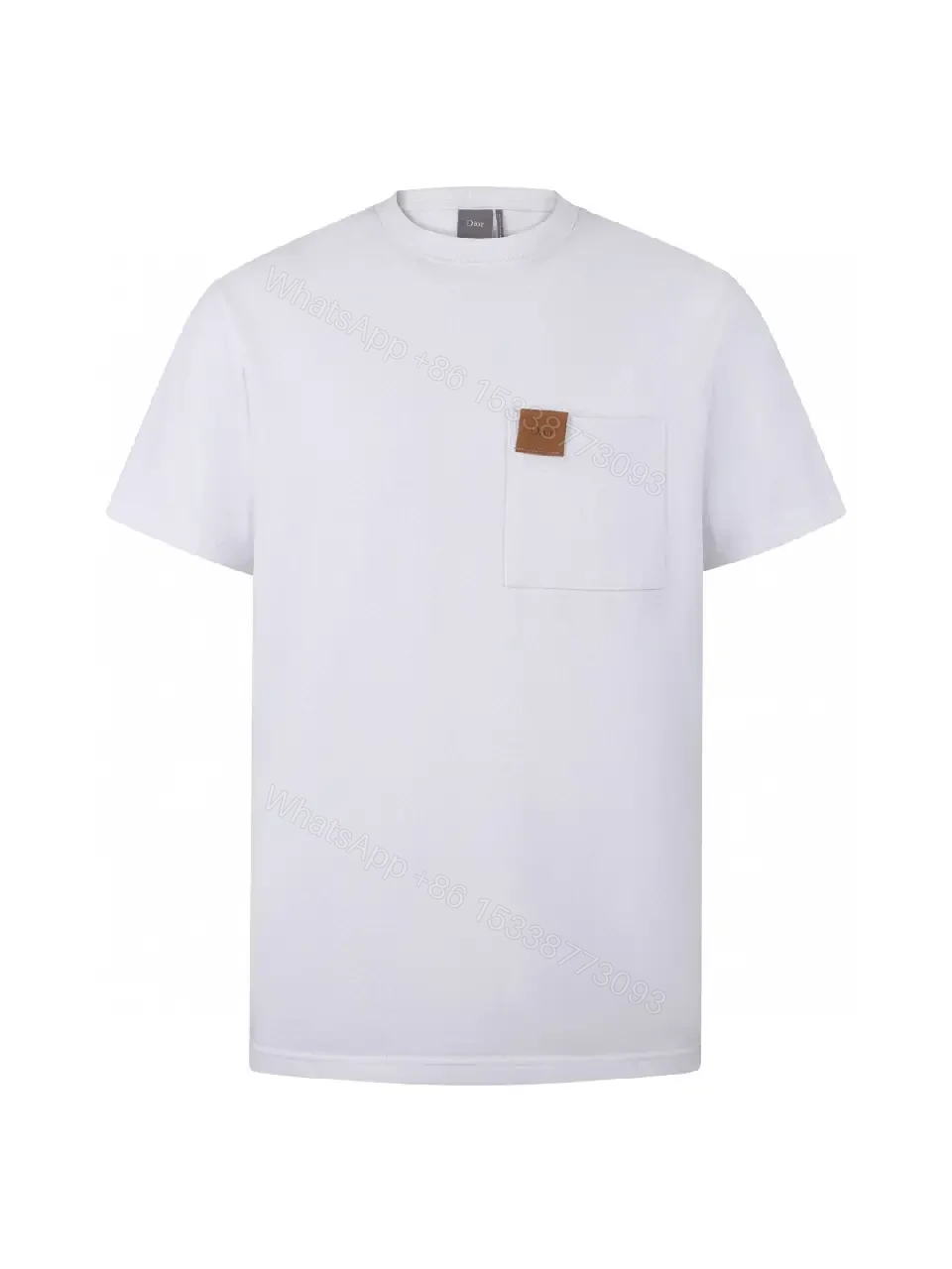 View 11 of White Cotton Casual Tee with Pocket Dior Patch [T-Shirt]