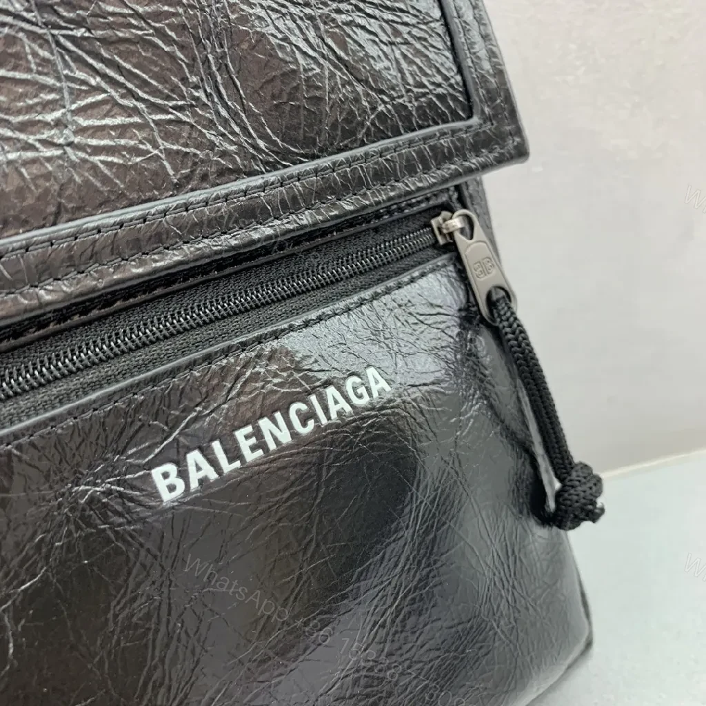 View 2 of Compact Black Leather Crossbody: Modern Texture, Ultra-Functional