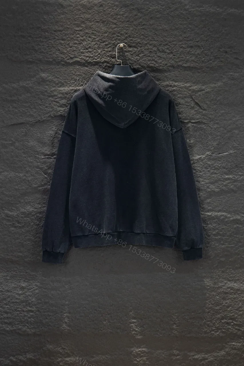 View 2 of Charcoal Fleece Hoodie: Oversized, Logo Patch, Premium Comfort