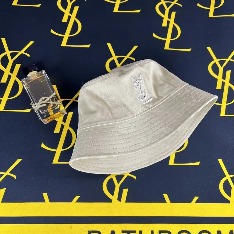 View 5 of Taupe-Brown YSL-Influenced Structured Bucket Hat