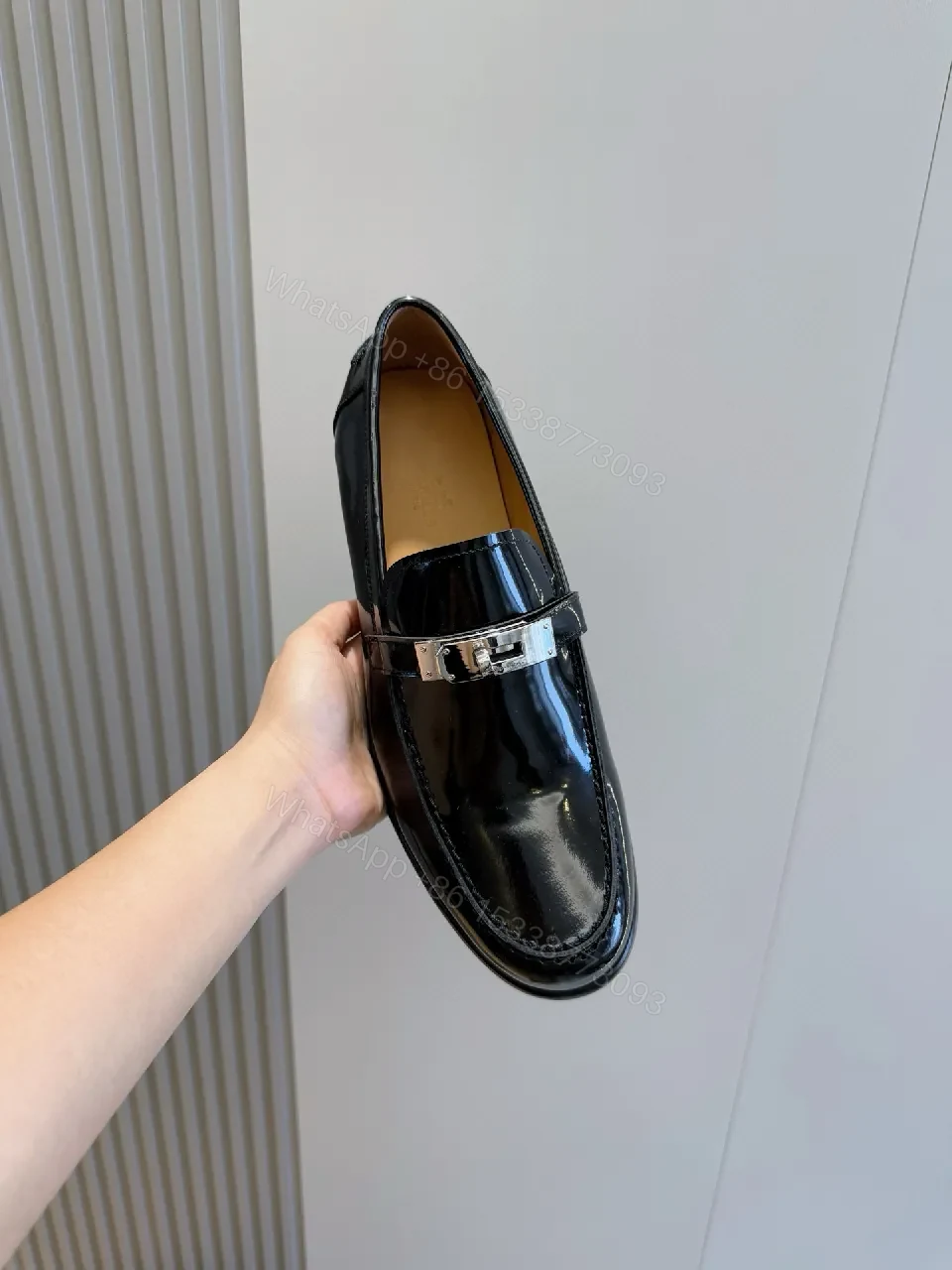 View 2 of Elegant Patent Loafers with Signature Hardware