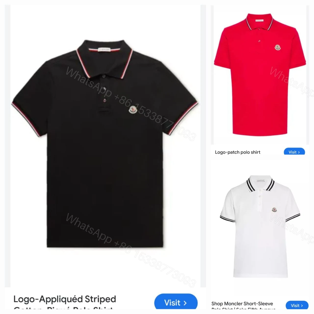 View 4 of FIRST COPY MONCLER FABRIC COTTON LYCRA POLOS T-SHIRT