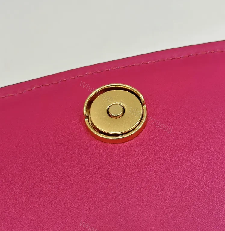 View 7 of Vivid Pink Crossbody Bag: Gold Accent, Luxe Leather, Compact