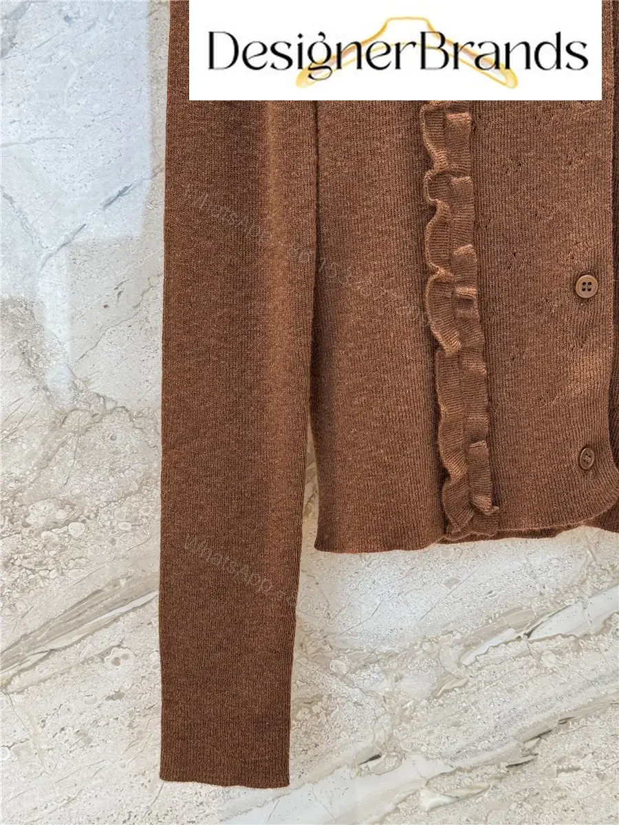 View 6 of Miu Miu Silk and Cashmere Ruffled Knit Cardigan