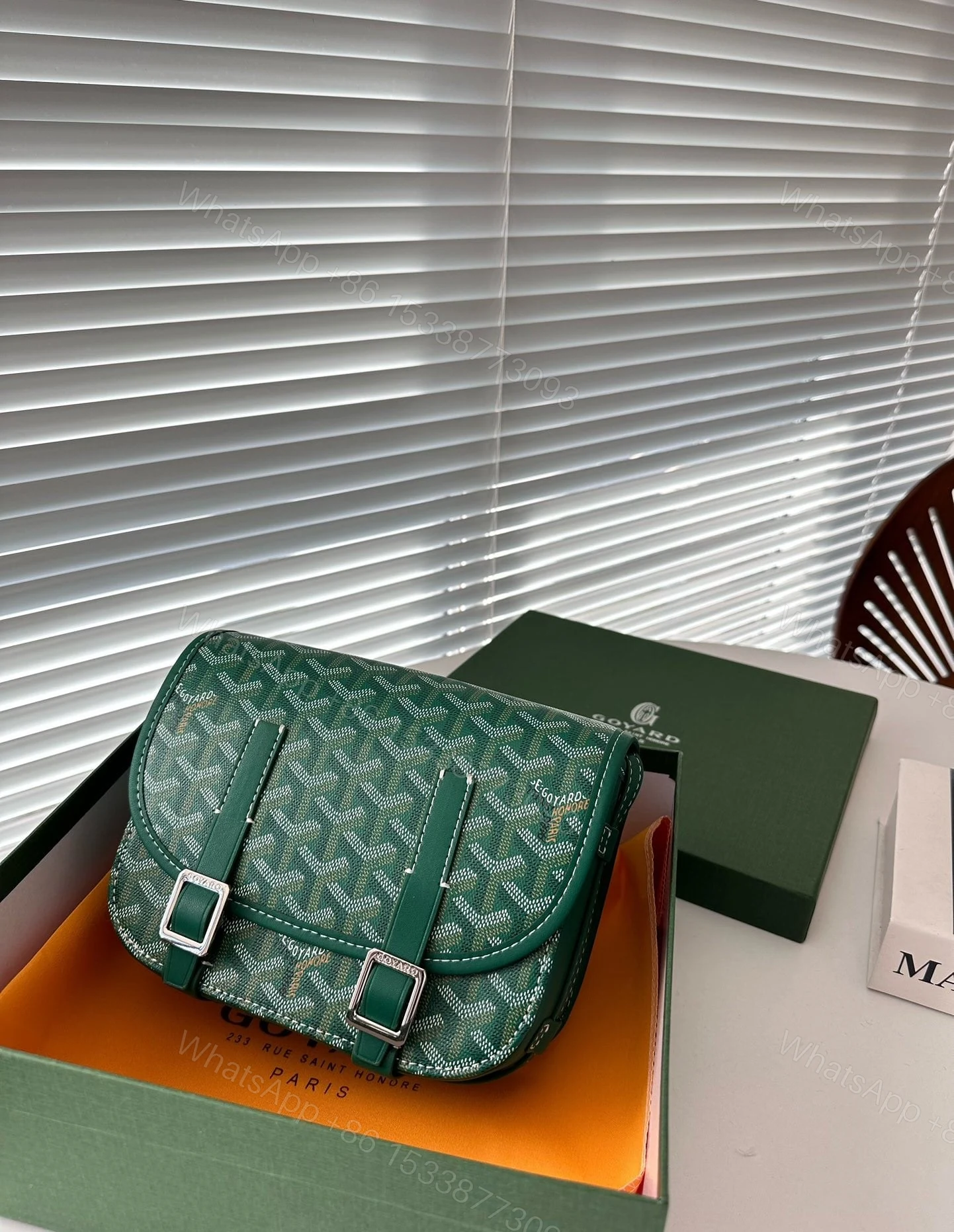 View 2 of GOYARD GOYARDINE BELVEDERE PM MESSENGER BAG GREEN 21CM