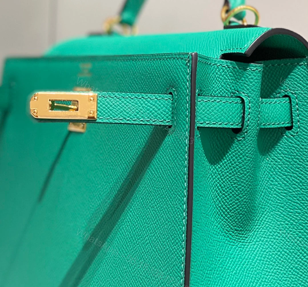 View 6 of KELLY 25CM IN VERT VERTIGO EPSOM GOLD HARDWARE