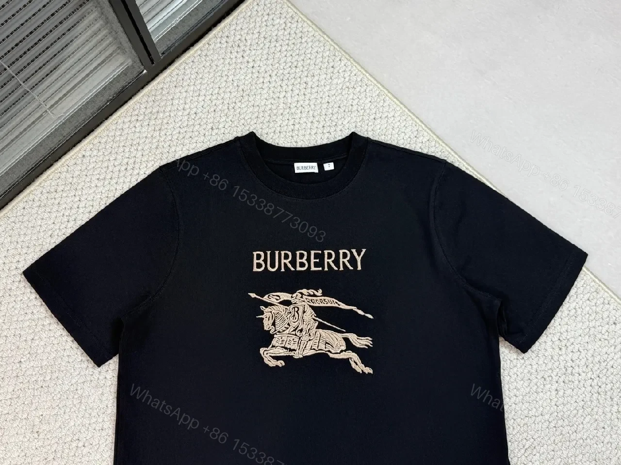 View 5 of [N/A] Bold Navy Cotton Tee with Gold Logo Graphic