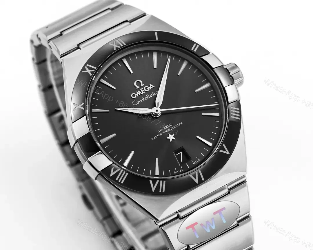 View 3 of Omega Constellation Star Series 5th Generation Ceramic Bezel Watch Black Dial 41MM Stainless Steel Case 8900/8901 Co-Axial Movement