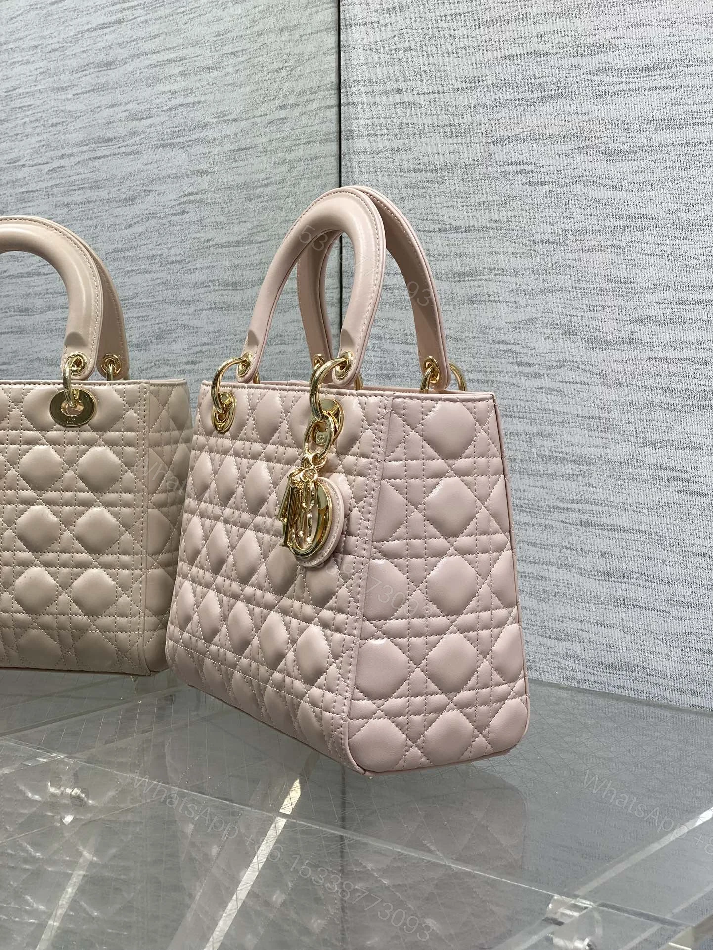 View 4 of DIOR MEDIUM LADY BAG 24 IN PINK CALFSKIN GOLD HARDWARE