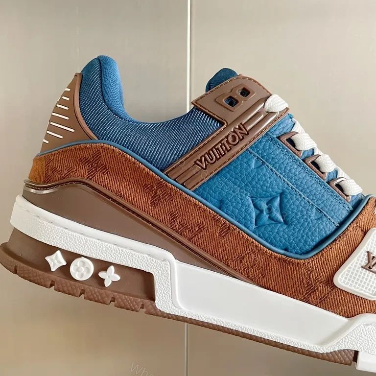 View 5 of Blue Suede & Caramel Leather LV-Style High-Tops: All-Day Comfort