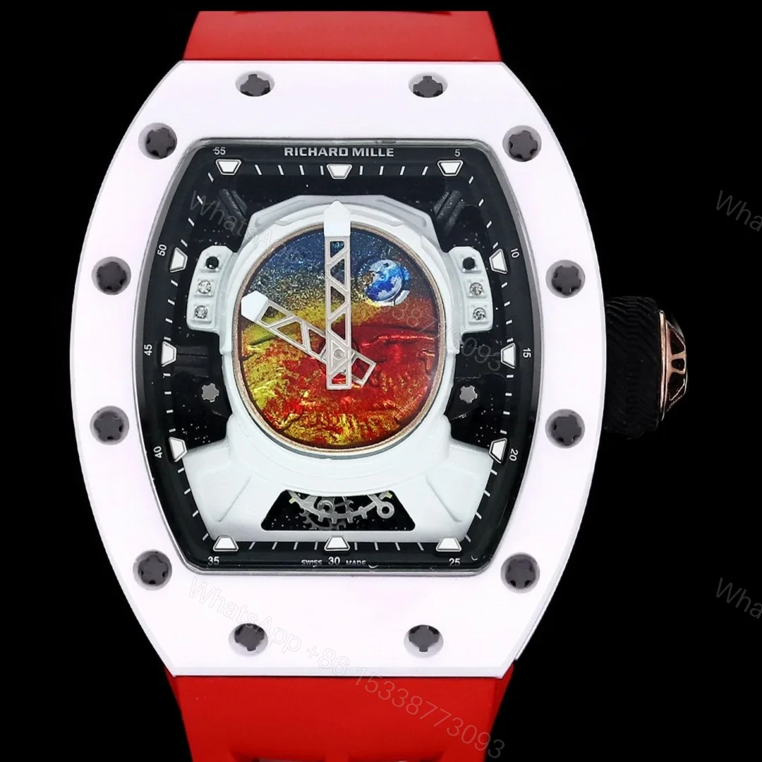 View 3 of Richard Mille RM52-05 Pharrell Williams Mars Mission Watch White Case Red Strap Premium Edition RM-RM52-05-PW-WHT-RED